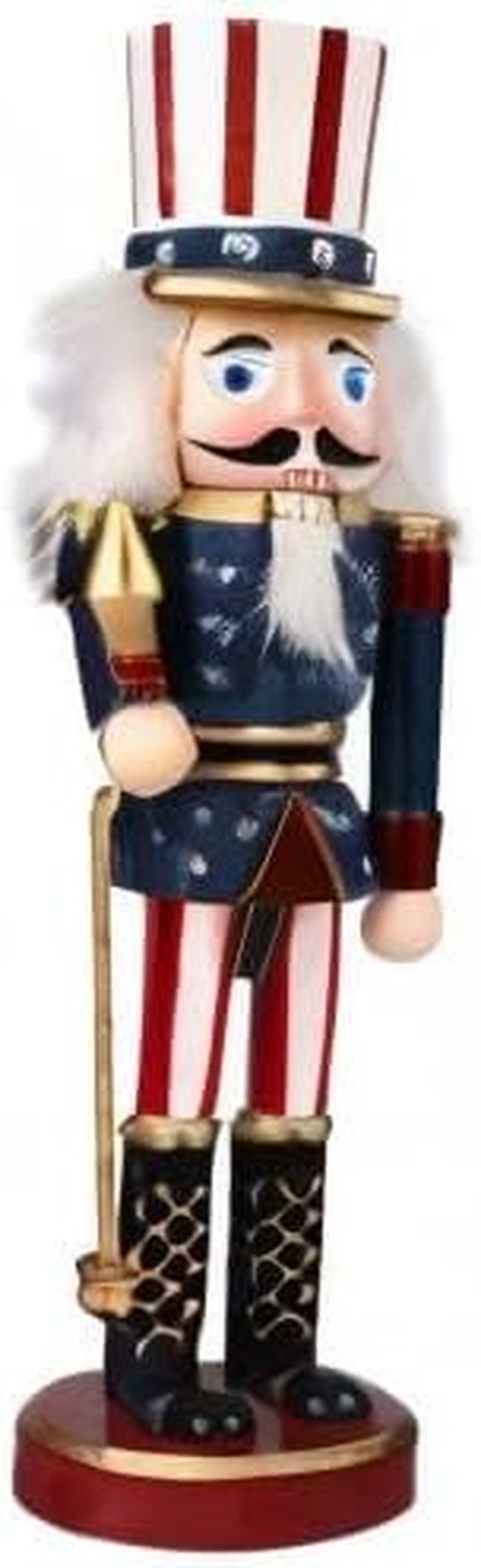 1Pc Christmas Wooden Nutcracker Soldier Wooden Hand Painted Soldier Statue Classic Traditional Xmas Decoration Ornament （ a Cane ）