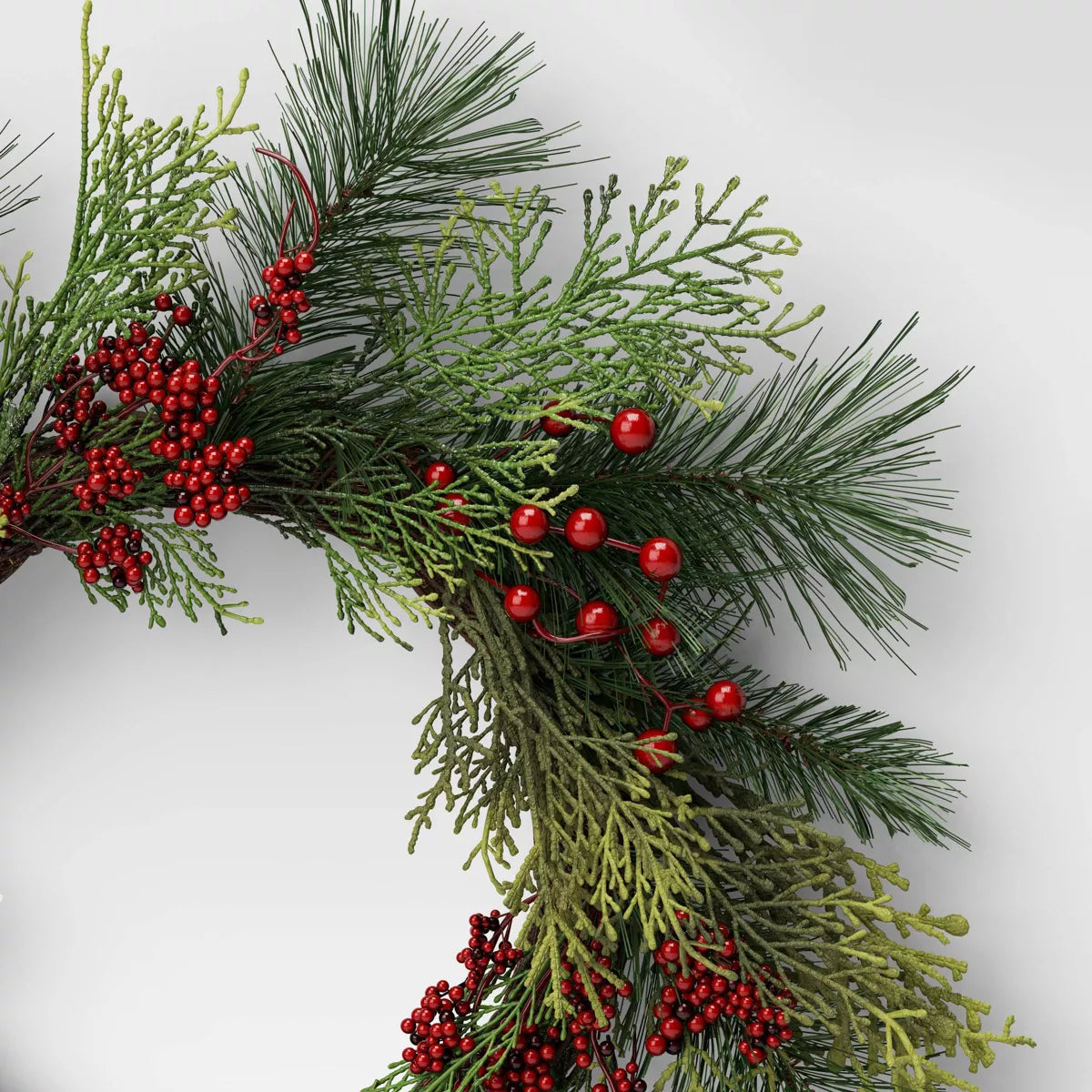 22" Mixed Pine with Red Berries Artificial Christmas Wreath - Wondershop™: Indoor/Outdoor Use
