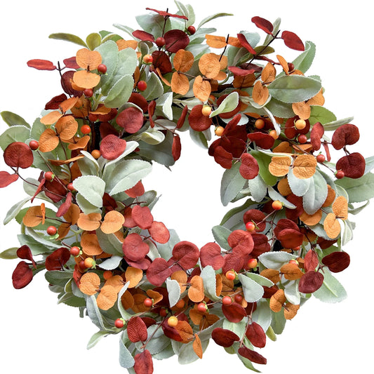 20'' Fall Wreaths for Front Door with Leaf and Berry, Fall Decor Autumn Wreath for Thanksgiving Day, Fall Porch Decor, Fall Wreaths for Home Decoraction (Fall Wreath)