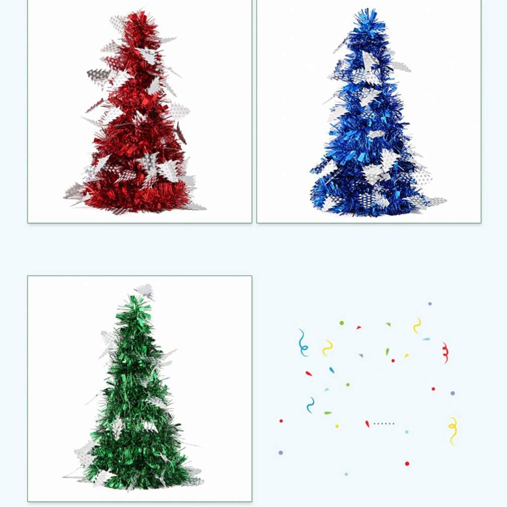 5Pcs Artificial Christmas Tree Small Christmas Trees Sequins Tinsel Christmas Ornaments Holiday Centerpieces Table Decorations Xmas Party Supplies Style 2