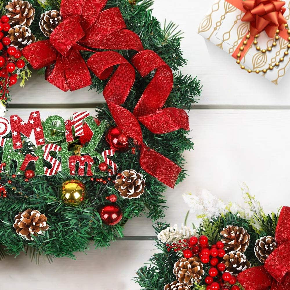 18" Artificial Winter Red Wreath - Front Door Indoor/Outdoor Christmas Decor