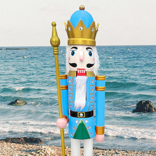 6Ft Tall Life-Size Large/Giant Blue Christmas Wooden Nutcracker King Ornament on Stand Holds Golden Scepter for Indoor Outdoor Xmas/Event/Ceremonies/Commercial Decoration(6 Feet, King Blue K17)