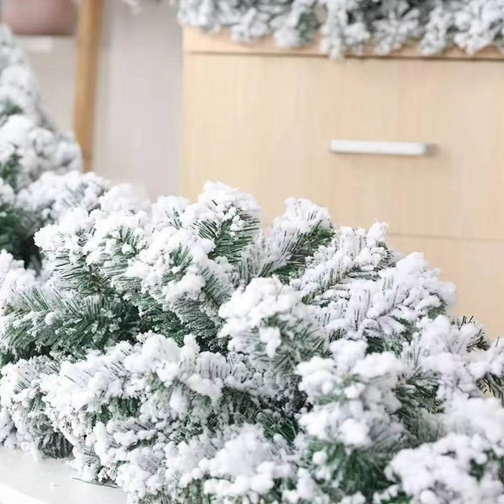 1Pc Snow Flocked Garland, 274Cm/107.87Inches Artificial Snow Flocked Christmas Decorations Christmas Decor Garland Realistic DIY