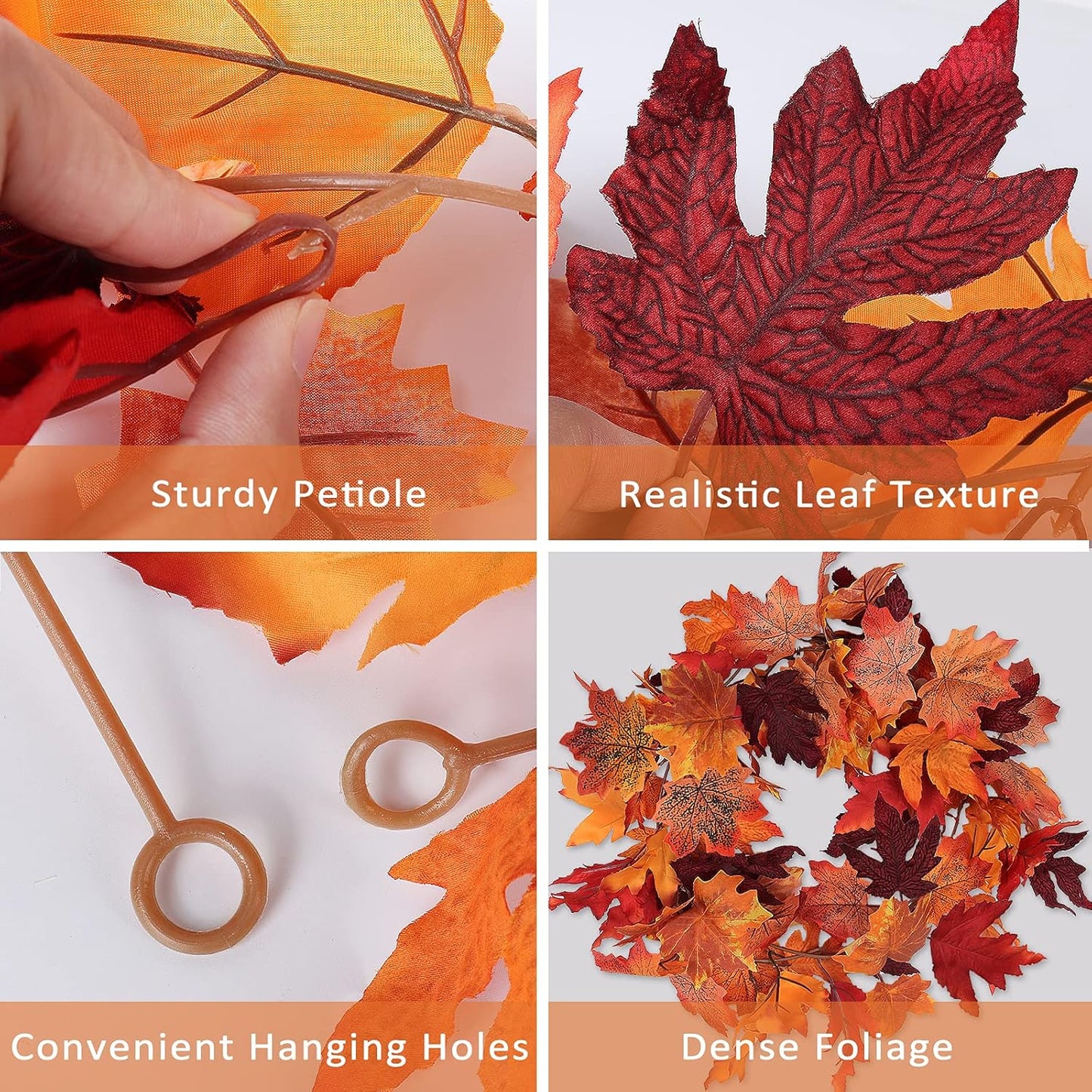 2 Pieces of Autumn Maple Garland Artificial Autumn Foliage Garland Autumn Hanging Leave Vines Home Decoration Wedding Birthday Party Thanksgiving Christmas Party