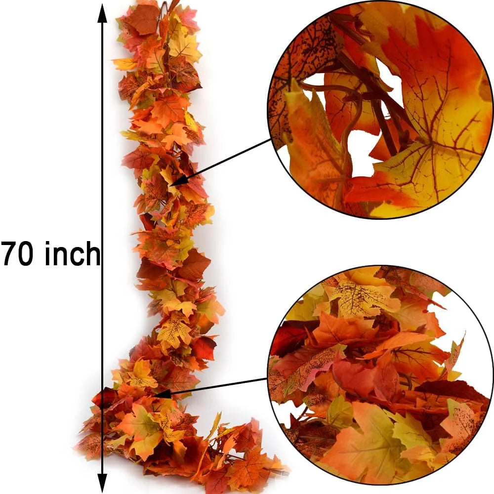 3 Pack Fall Garland Maple Leaf Garland 5.9Ft/Piece Fall Maple Leaves Garland Hanging Vine Garlands Artificial Fall Autumn Foliage Garland Thanksgiving Decor