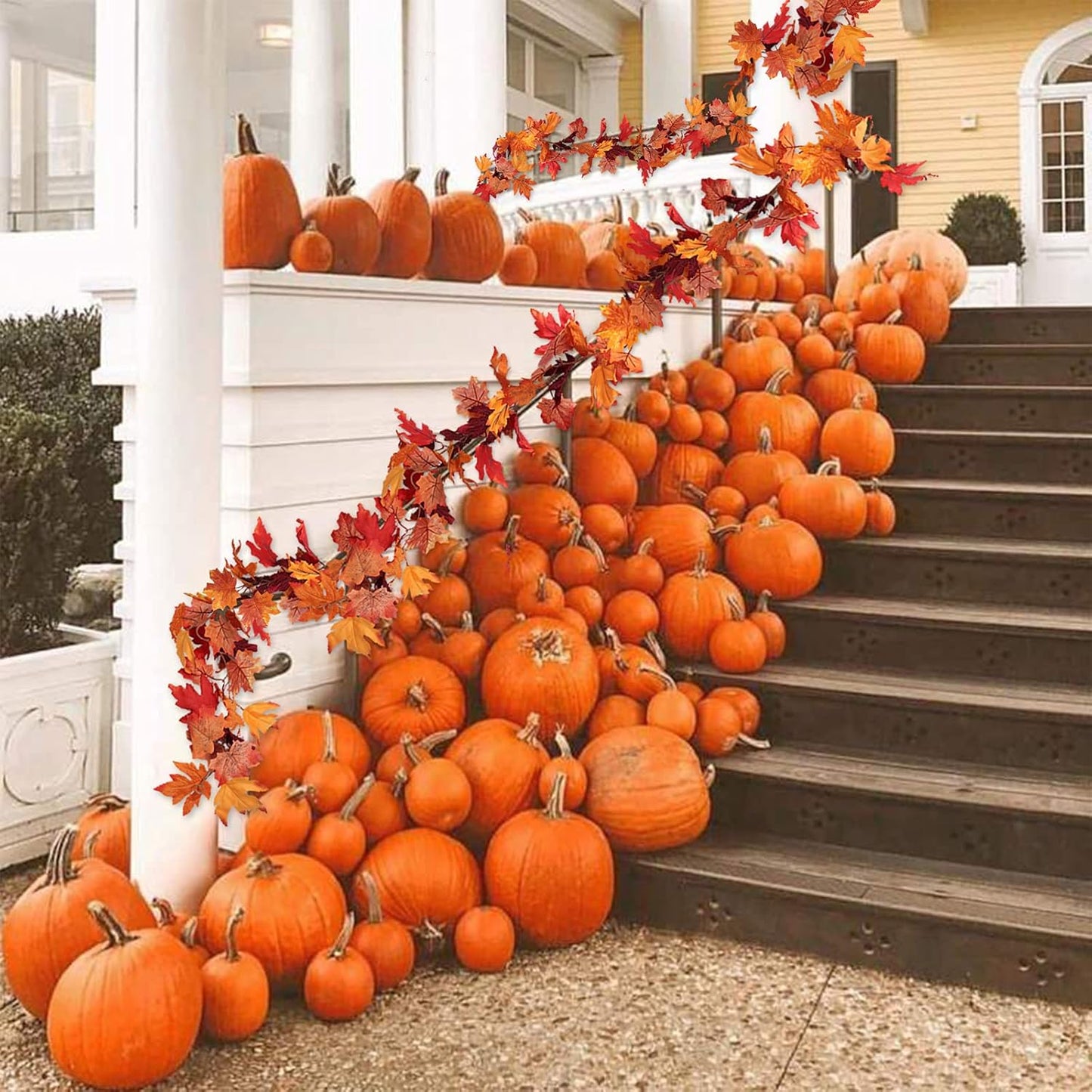 2 Pieces of Autumn Maple Garland Artificial Autumn Foliage Garland Autumn Hanging Leave Vines Home Decoration Wedding Birthday Party Thanksgiving Christmas Party