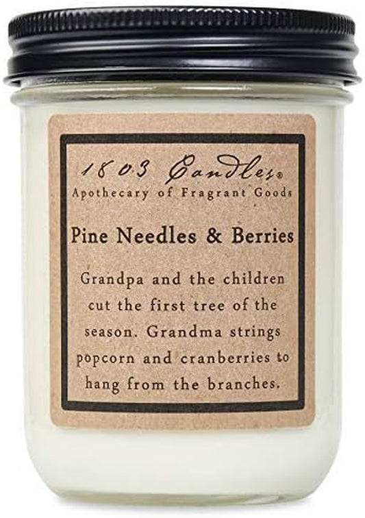 1803 Candles - 14 Oz. Jar Soy Candles - (Pine Needles and Berries)