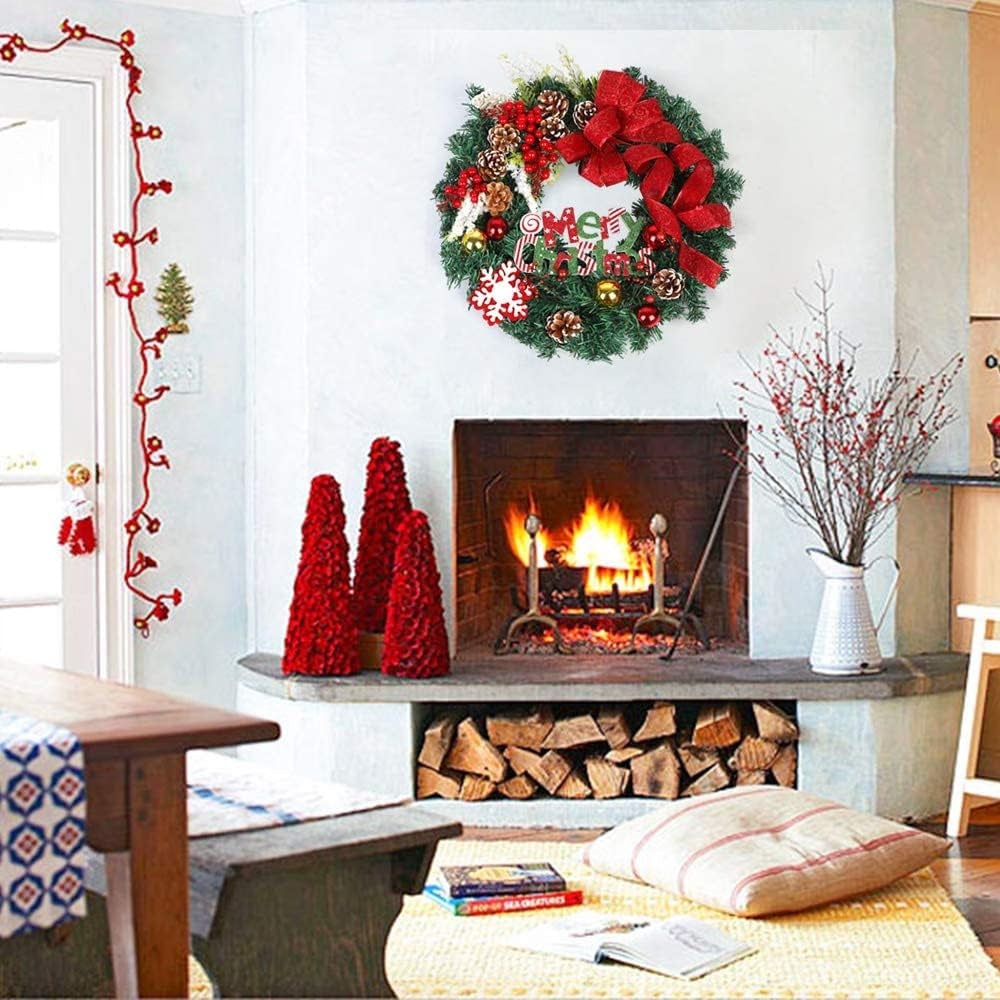 18" Artificial Winter Red Wreath - Front Door Indoor/Outdoor Christmas Decor