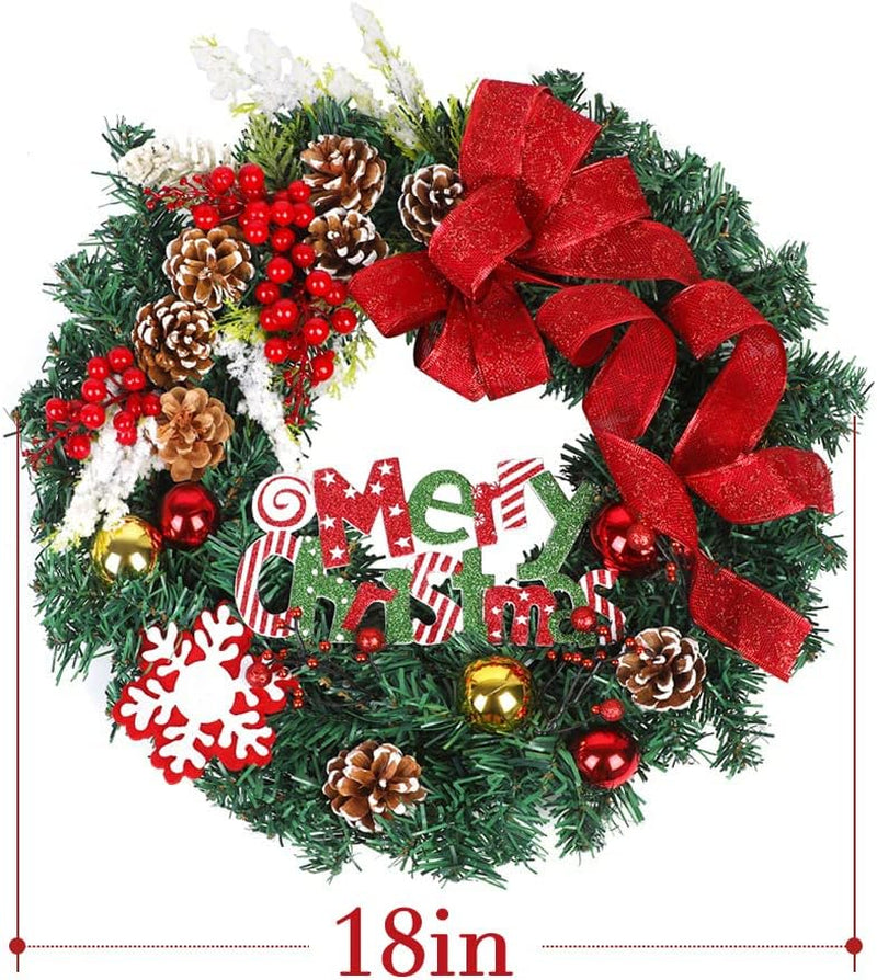 18" Artificial Winter Red Wreath - Front Door Indoor/Outdoor Christmas Decor
