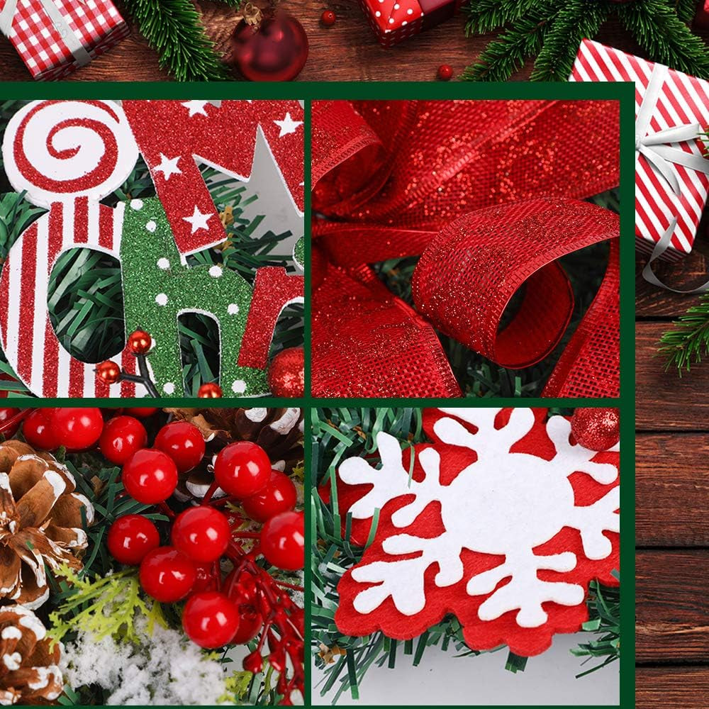 18" Artificial Winter Red Wreath - Front Door Indoor/Outdoor Christmas Decor